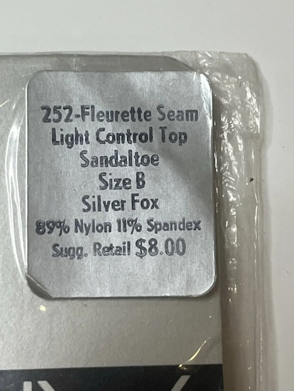 Vtg 1986 Givenchy Fleurette Seam Pantyhose Sz B Silver Fox NOS Floral Seam